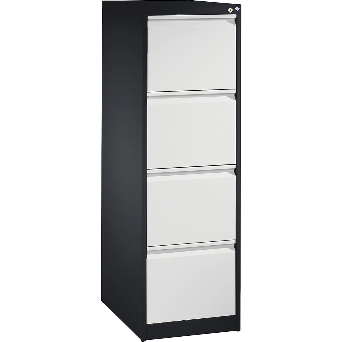 ACURADO index card cabinet – C+P, 1 track, 4 drawers, black grey / light grey-3