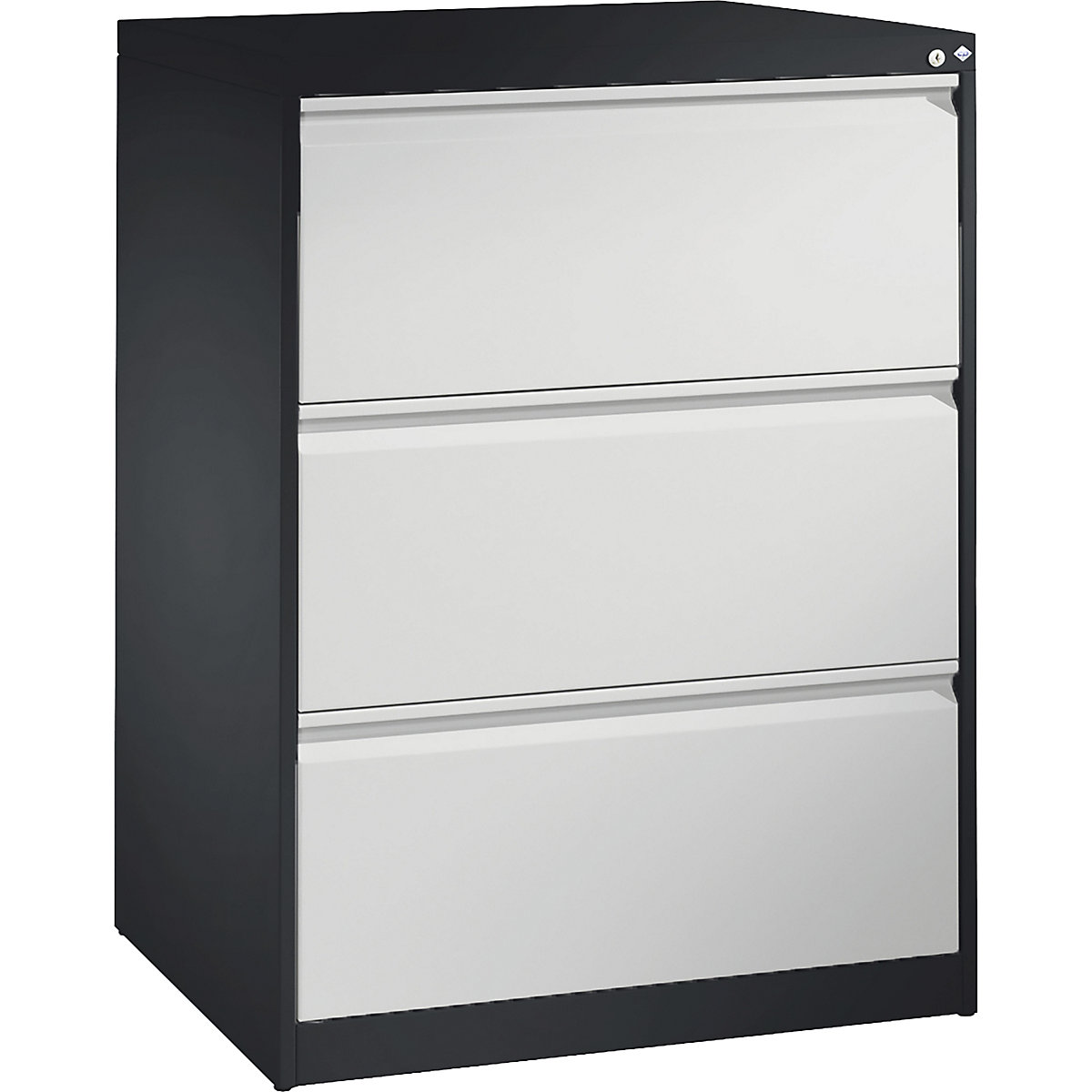 ACURADO index card cabinet – C+P, 2 track, 3 drawers, black grey / light grey