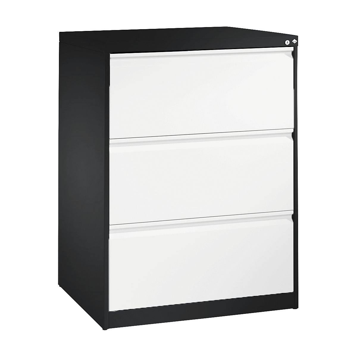 ACURADO index card cabinet – C+P, 2 track, 3 drawers, black grey / traffic white