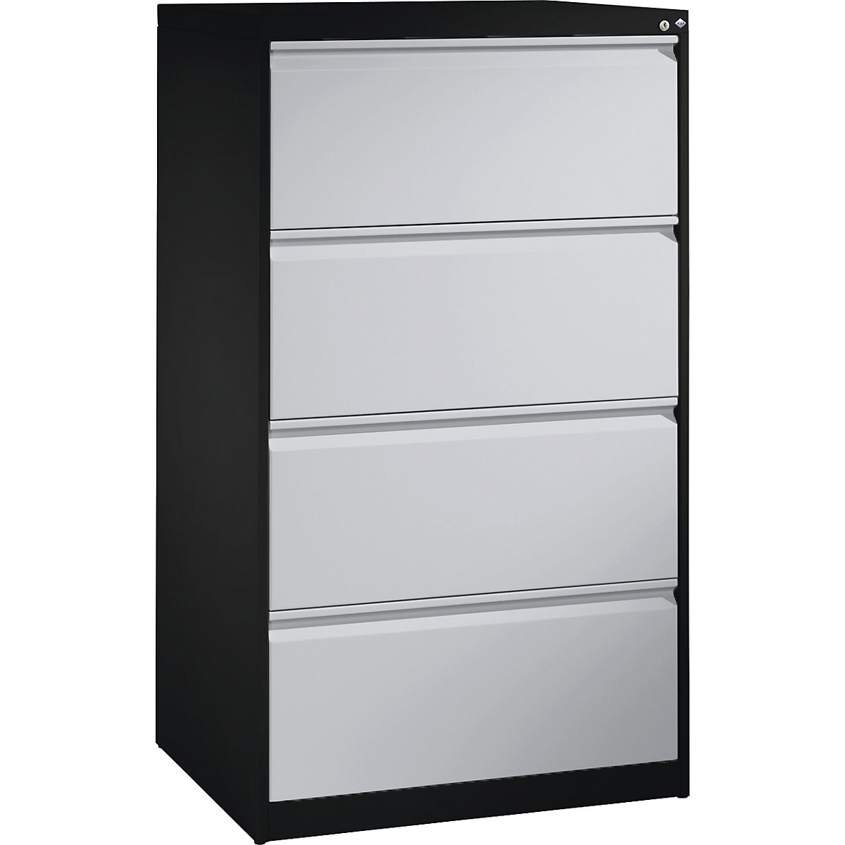 ACURADO index card cabinet – C+P, 2 track, 4 drawers, black grey / white aluminium-2