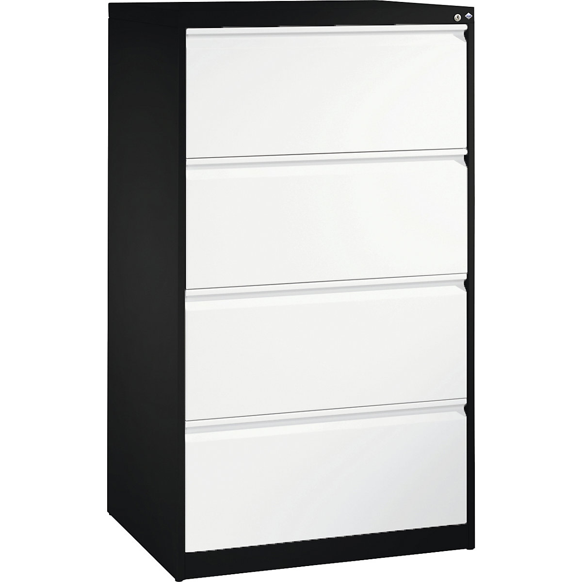 ACURADO index card cabinet – C+P, 2 track, 4 drawers, black grey / traffic white-6