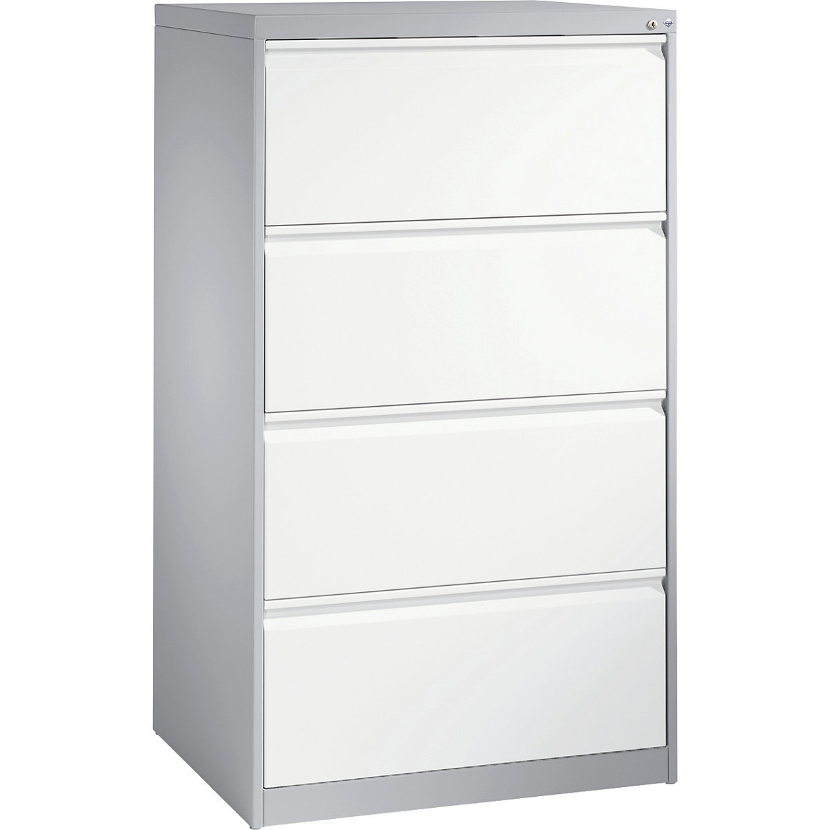 ACURADO index card cabinet – C+P, 2 track, 4 drawers, white aluminium / traffic white-3
