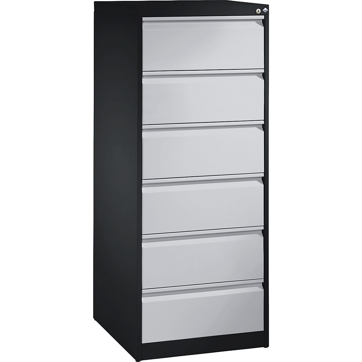 C+P – ACURADO index card cabinet, 2 track, 6 drawers, black grey / white aluminium