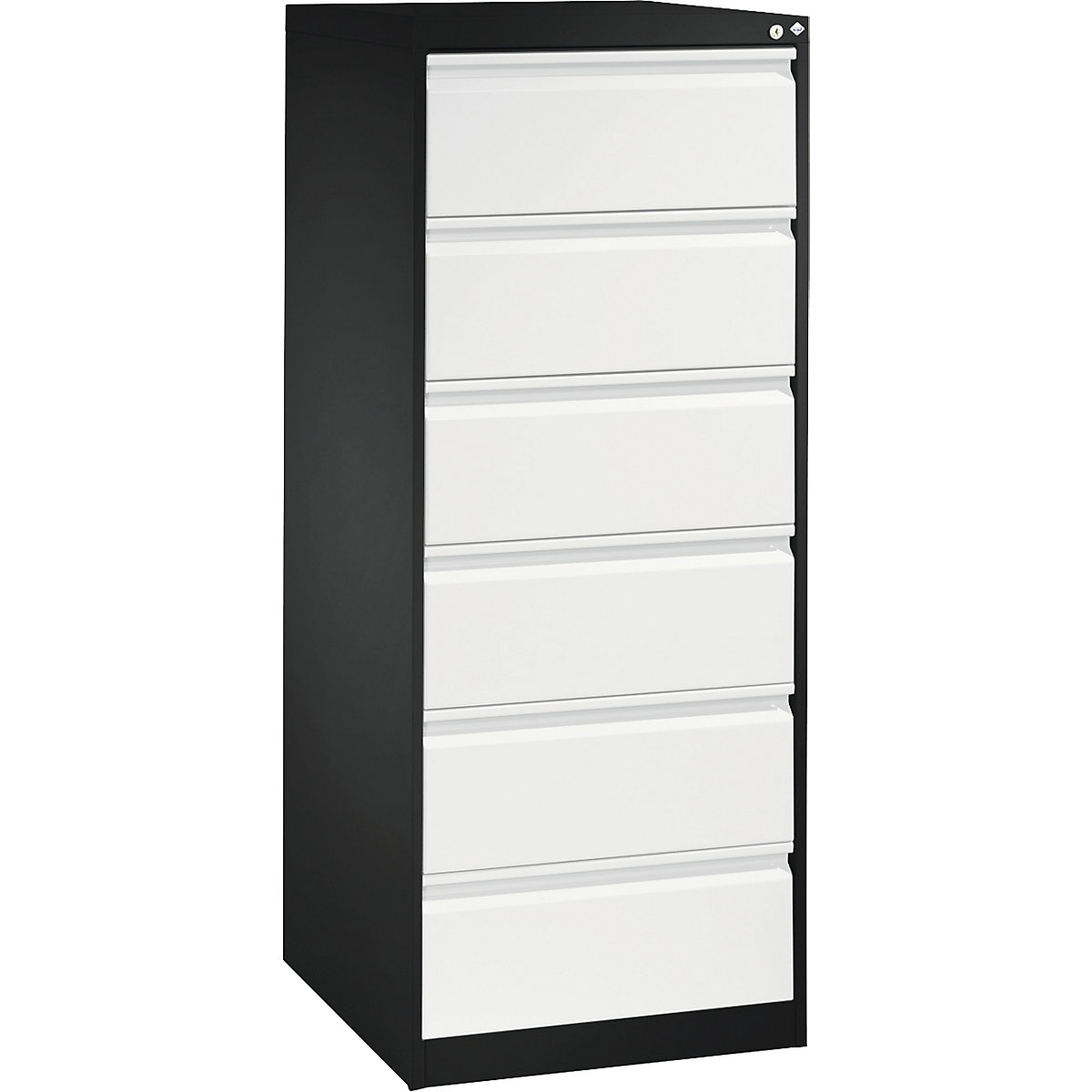 C+P – ACURADO index card cabinet, 2 track, 6 drawers, black grey / traffic white
