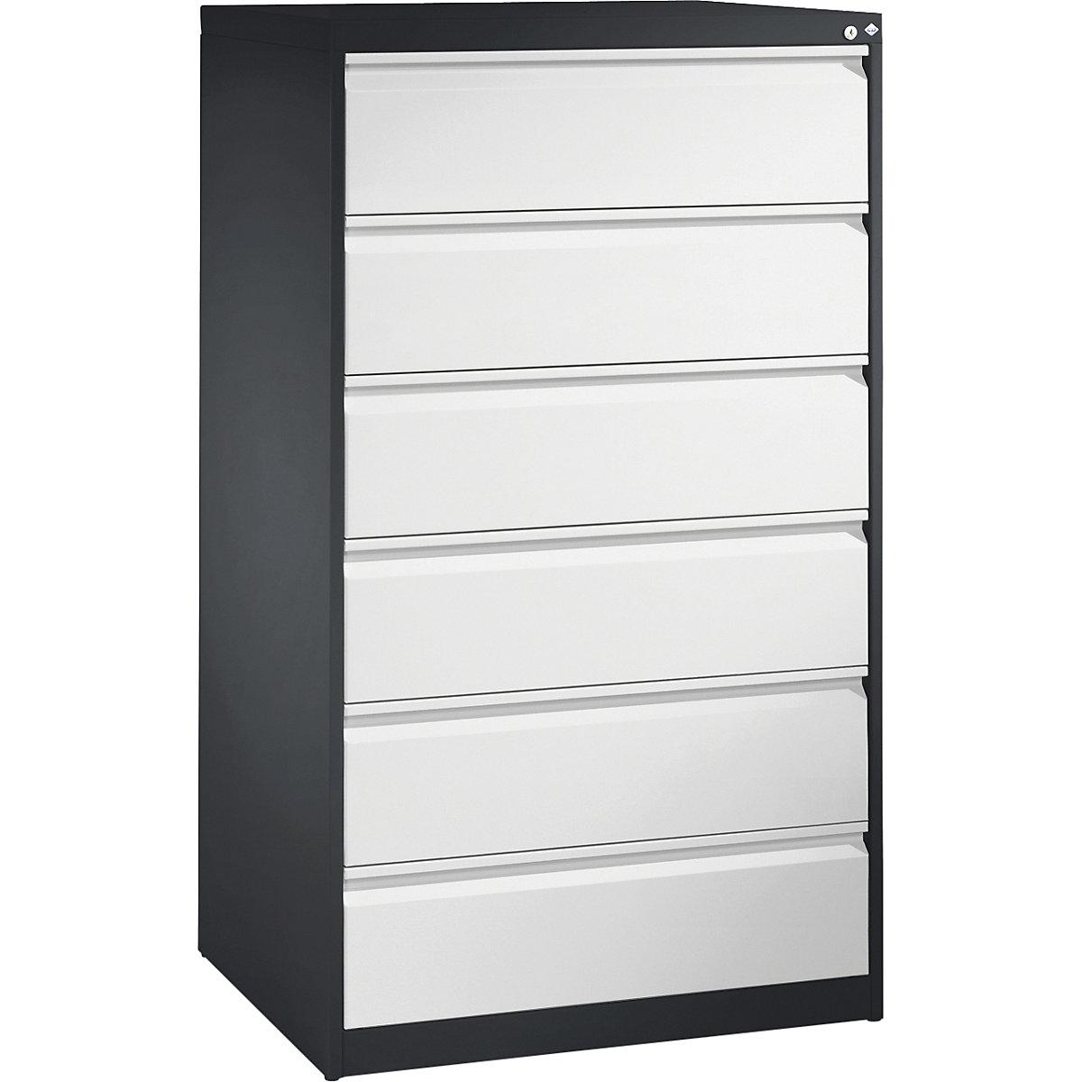 ACURADO index card cabinet – C+P, 3 track, 6 drawers, black grey / light grey-3