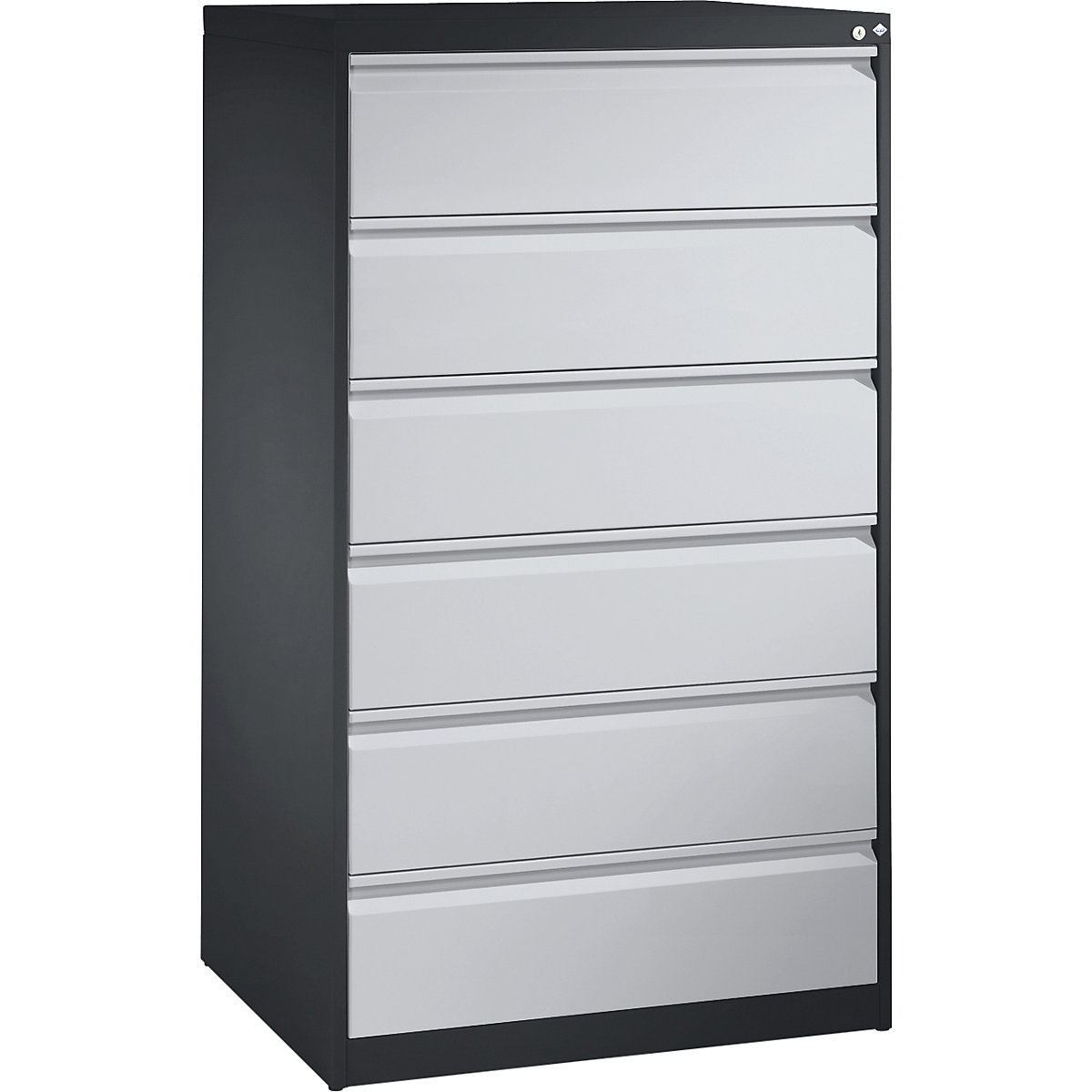 ACURADO index card cabinet – C+P, 3 track, 6 drawers, black grey / white aluminium-8