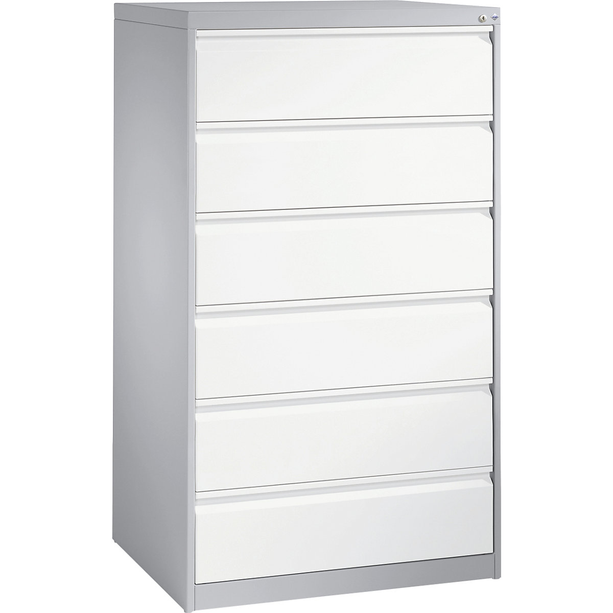 ACURADO index card cabinet – C+P, 3 track, 6 drawers, white aluminium / traffic white-6