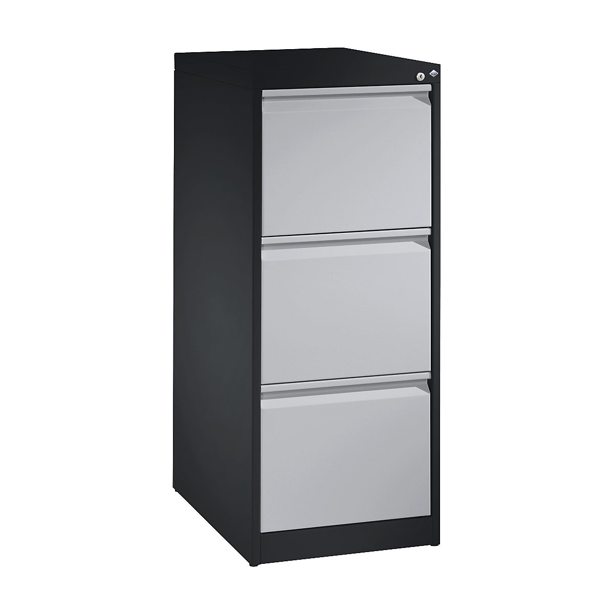 C+P – ACURADO suspension filing cabinet, 1 track, 3 drawers, black grey / white aluminium