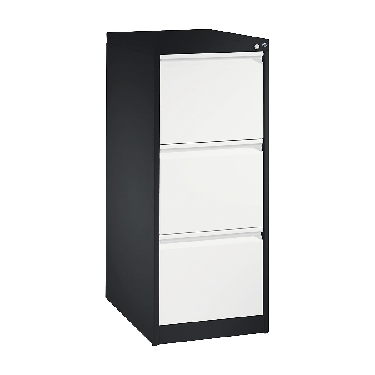 C+P – ACURADO suspension filing cabinet, 1 track, 3 drawers, black grey / traffic white