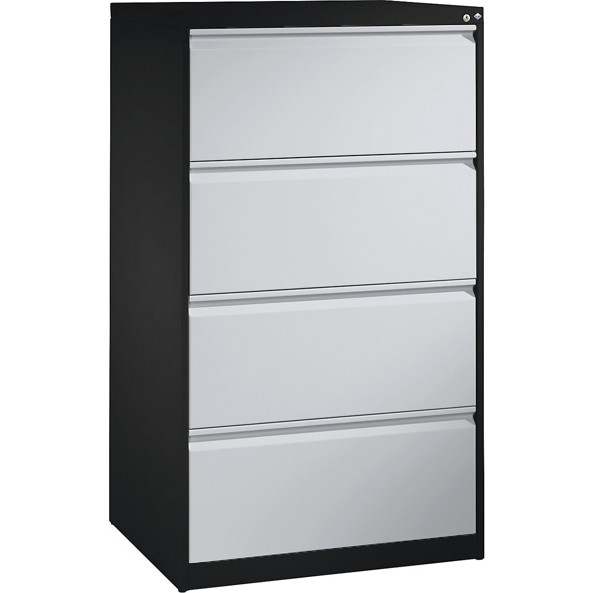 ACURADO suspension filing cabinet – C+P, 2 track, 4 drawers, black grey / white aluminium-2