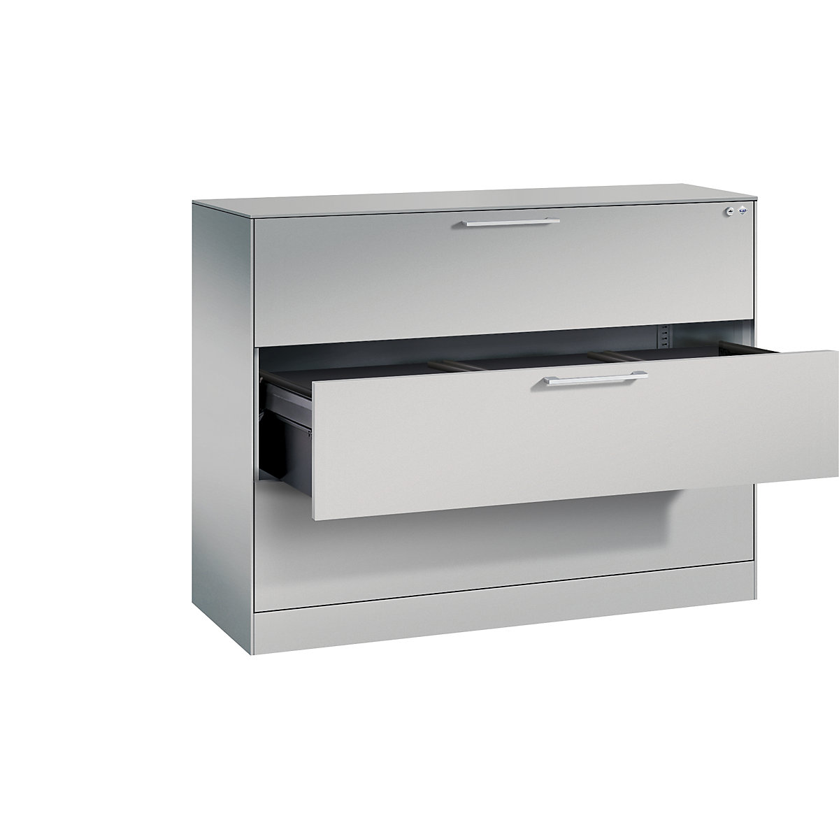 ASISTO suspension filing cabinet – C+P, width 1200 mm, with 3 drawers, white aluminium/white aluminium-10