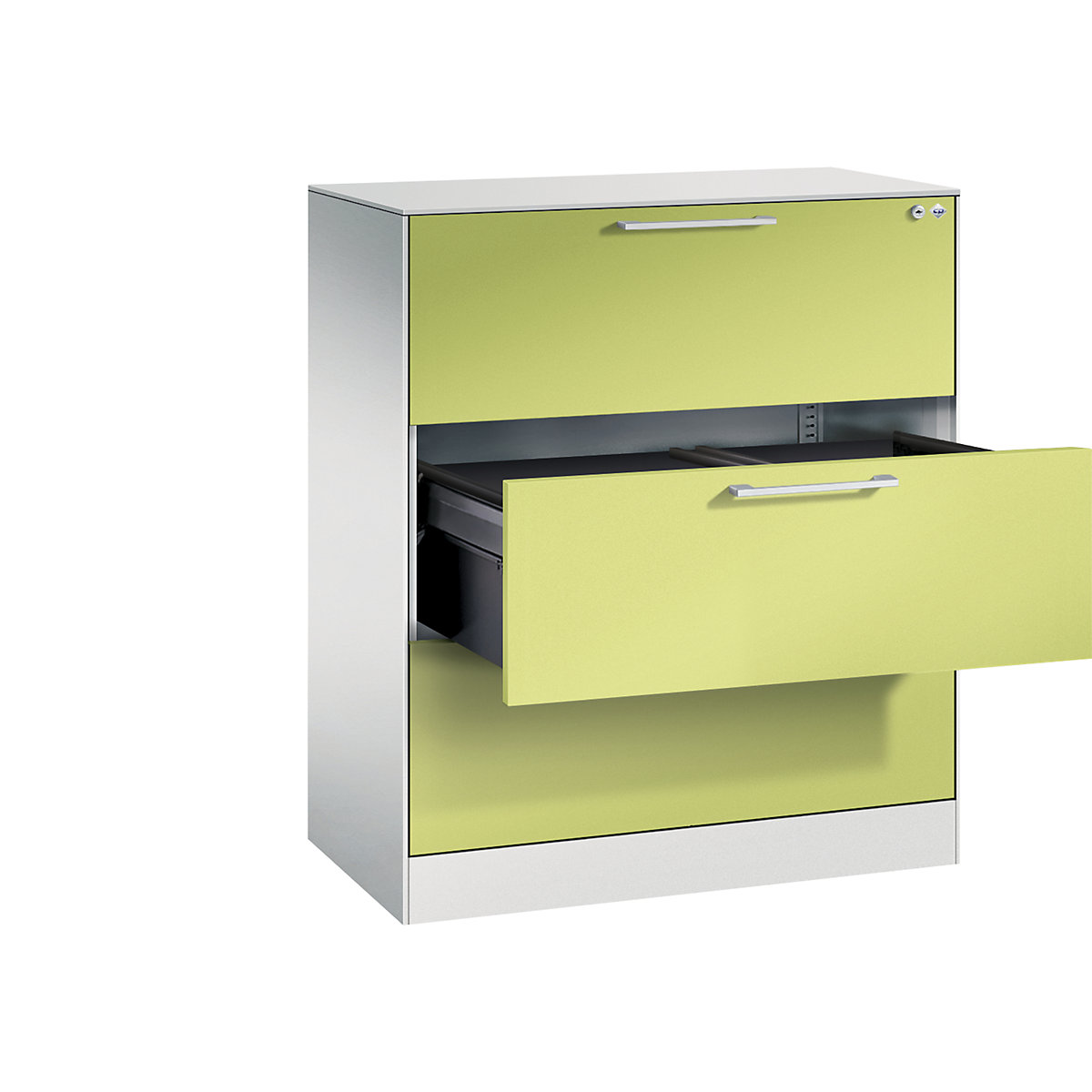 ASISTO suspension filing cabinet – C+P, width 800 mm, with 3 drawers, light grey/viridian green-16