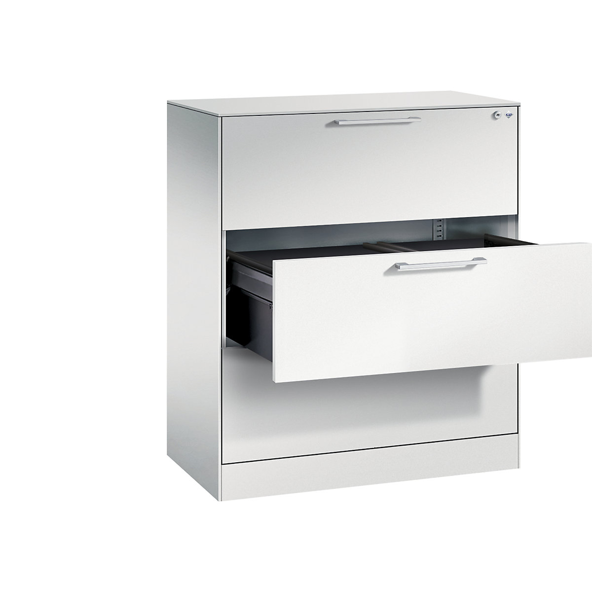 ASISTO suspension filing cabinet – C+P, width 800 mm, with 3 drawers, light grey/light grey-7