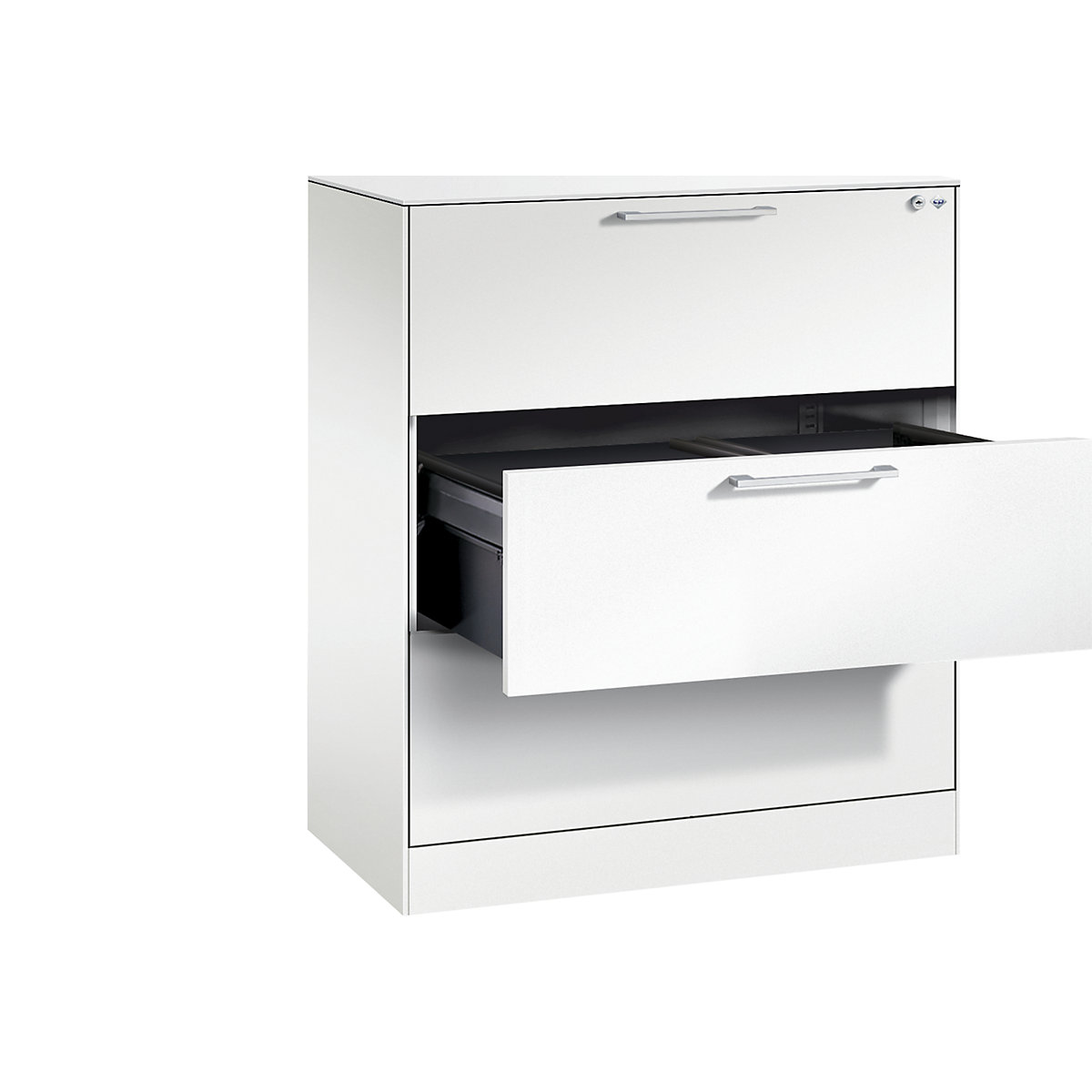 ASISTO suspension filing cabinet – C+P, width 800 mm, with 3 drawers, traffic white/traffic white-20