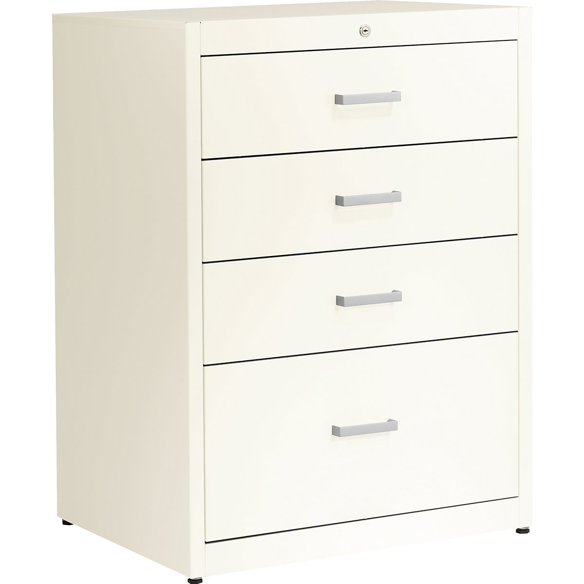 Card file cabinet, bar handles – mauser, 4 drawers, standard retraction mechanism, 3-track, pure white-5