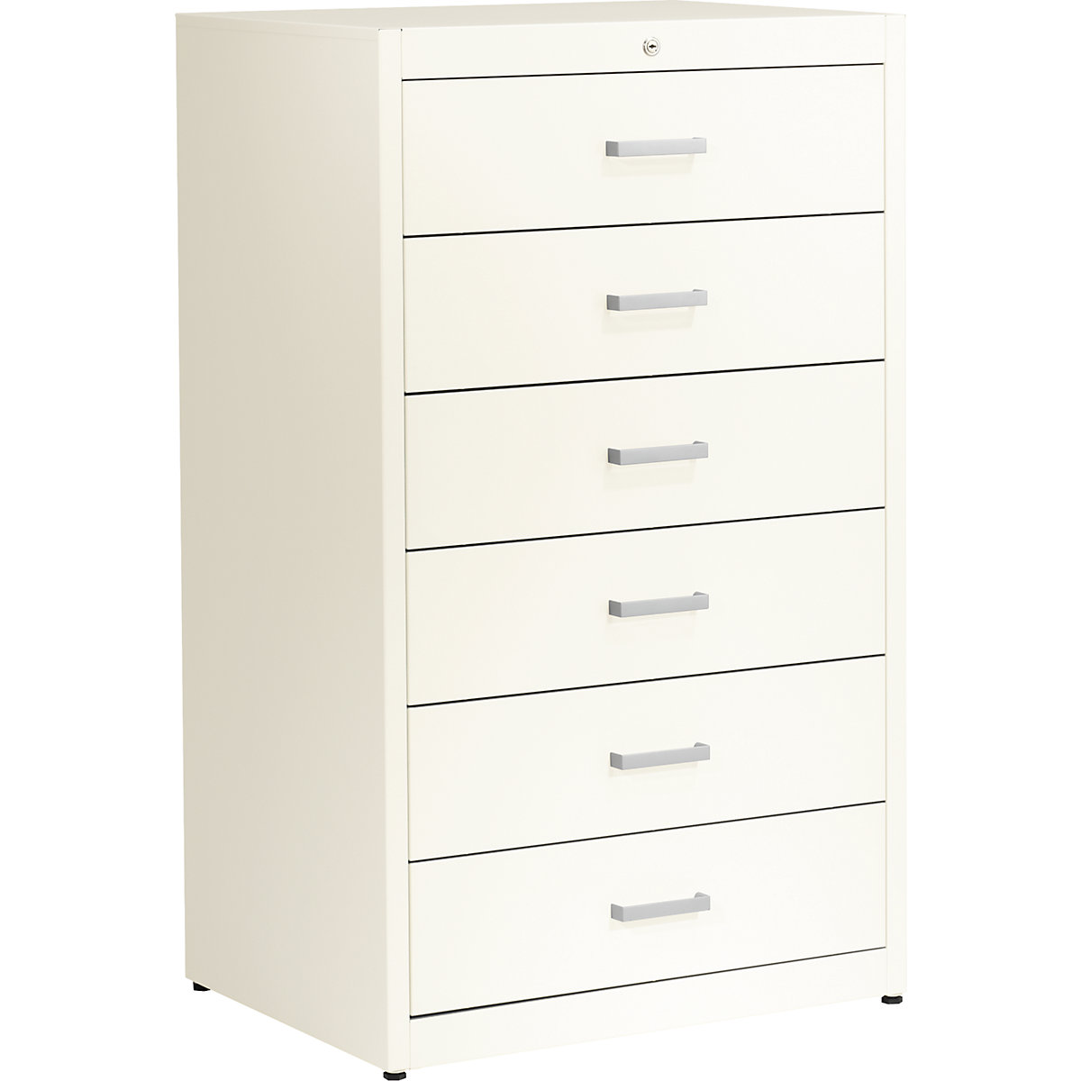 Card file cabinet, bar handles – mauser, 6 drawers, standard retraction mechanism, 3-track, pure white-4