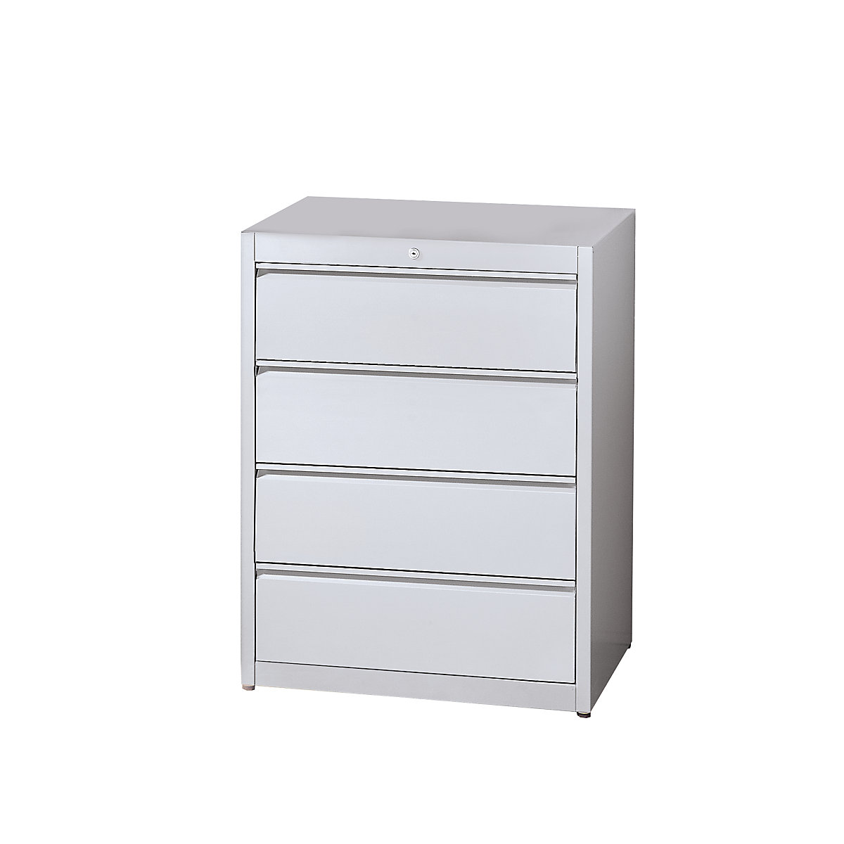 Card file cabinet, grip rails – mauser, 4 drawers, 3-track, light grey-6