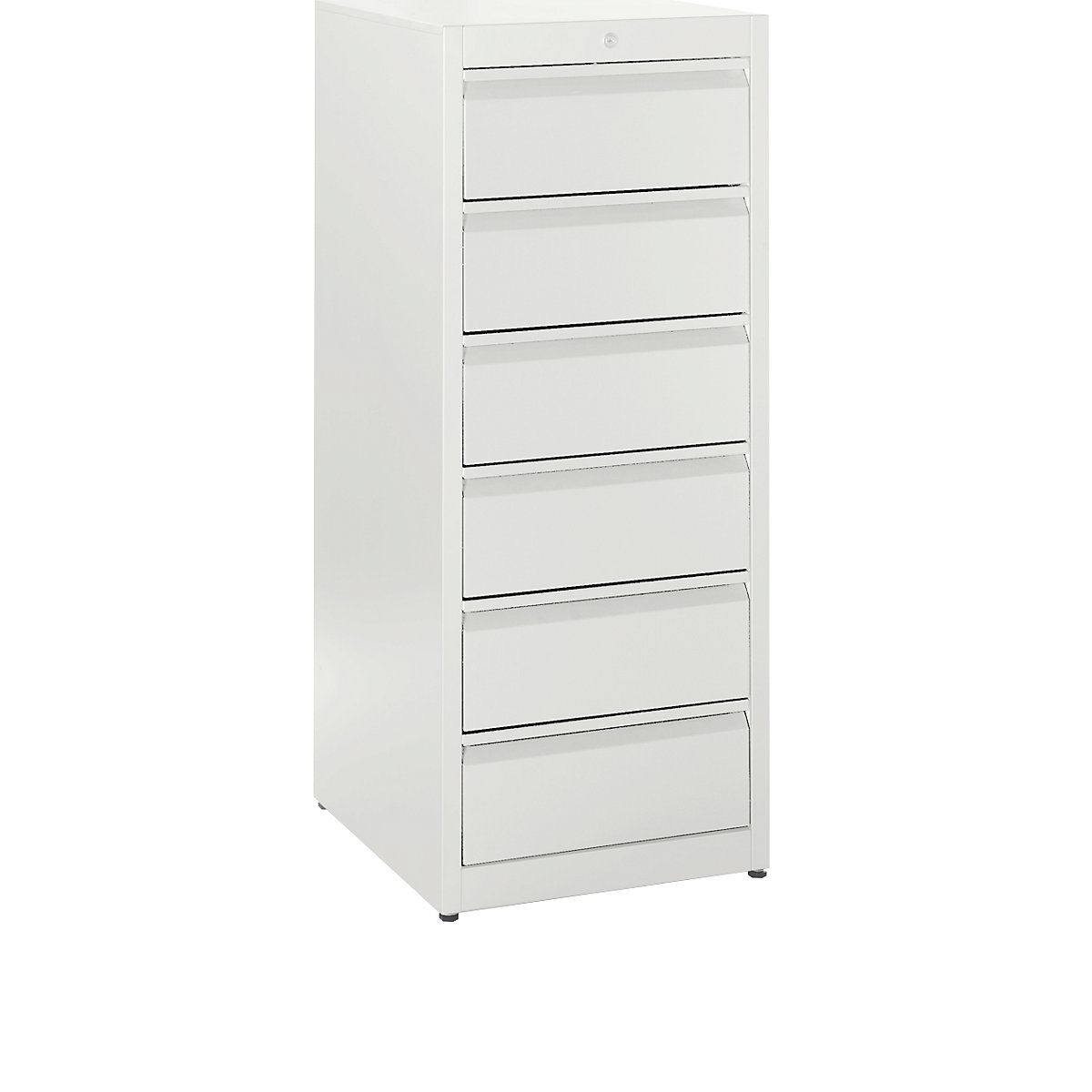 Card file cabinet, grip rails – mauser, 6 drawers, 2-track, pure white-5
