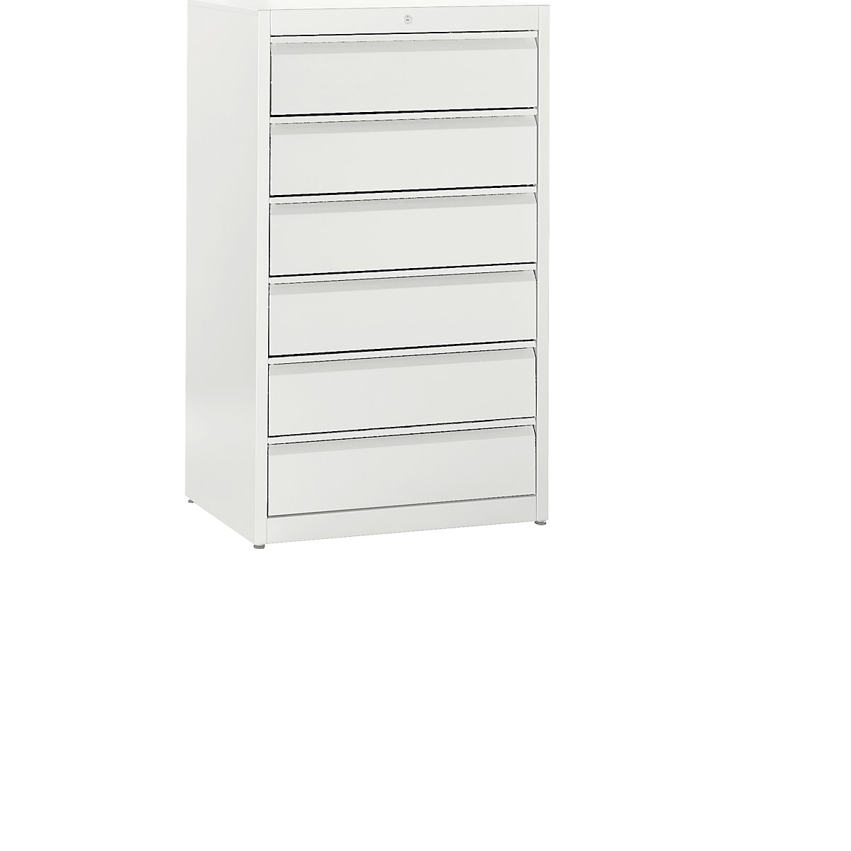 Card file cabinet, grip rails – mauser, 6 drawers, 3-track, pure white-3