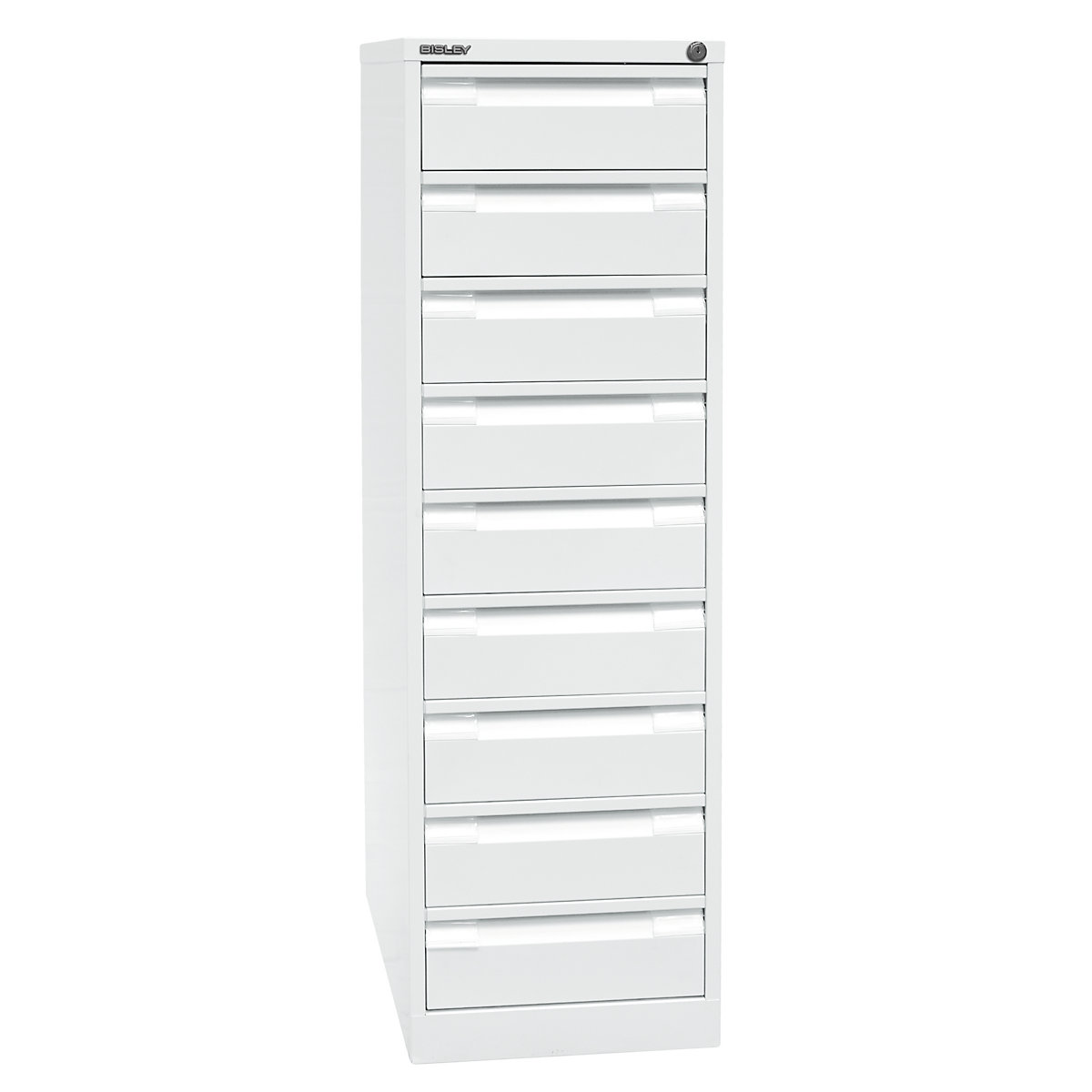 Card file cabinet – BISLEY, double track, A6, 9 drawers, pure white-3