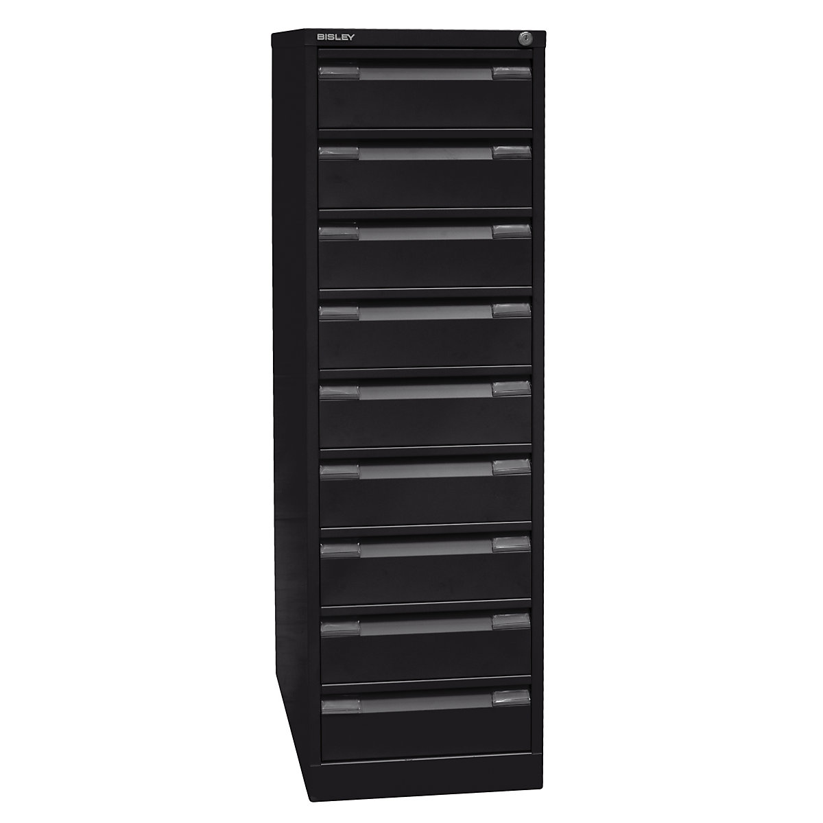 Card file cabinet – BISLEY, double track, A6, 9 drawers, black-2