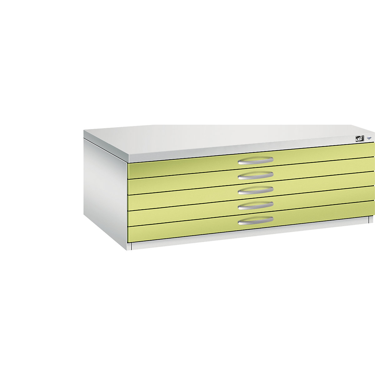 Drawing cabinet – C+P, A1, 5 drawers, height 420 mm, light grey / viridian green-14