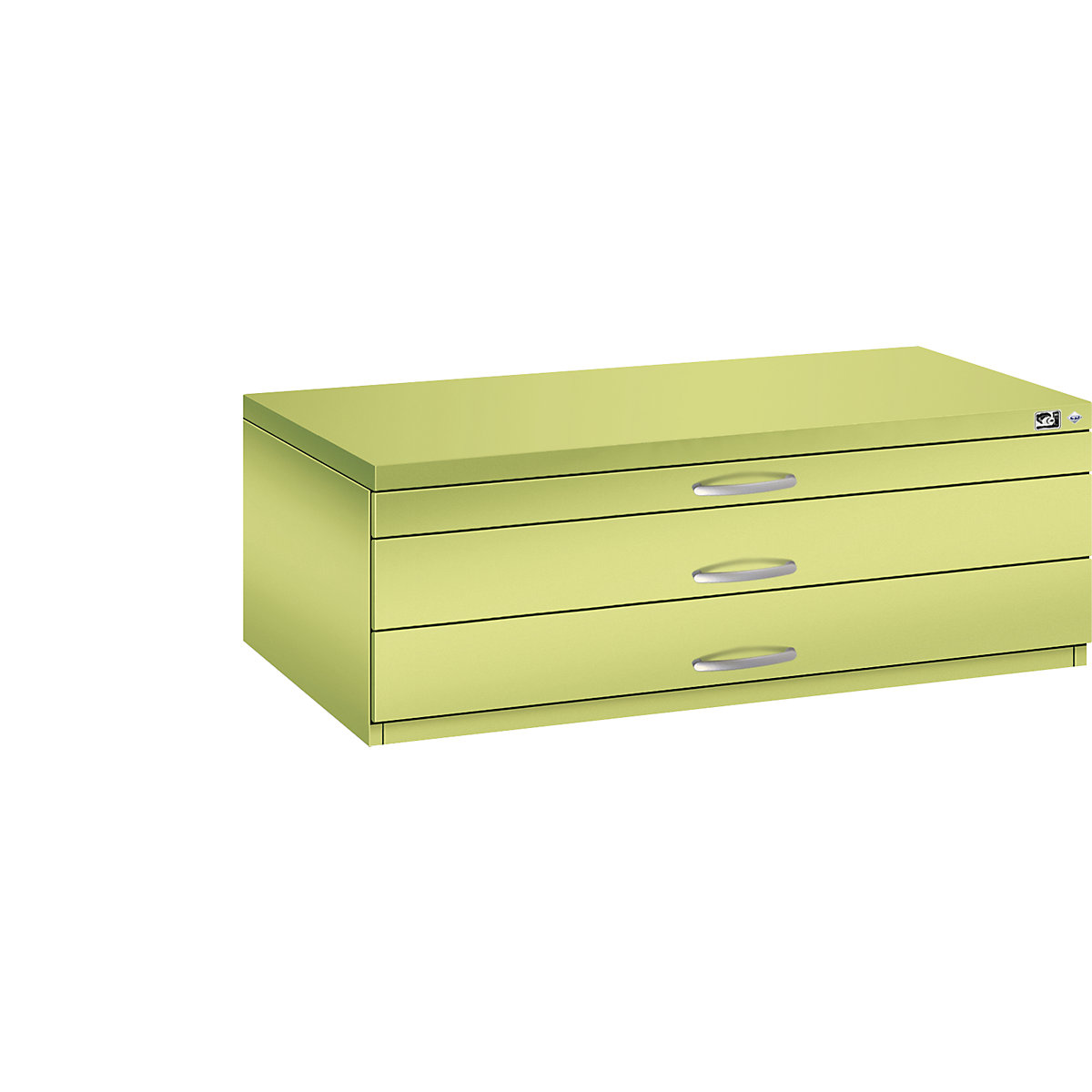 Drawing cabinet – C+P, A1, 3 drawers, height 420 mm, viridian green-22