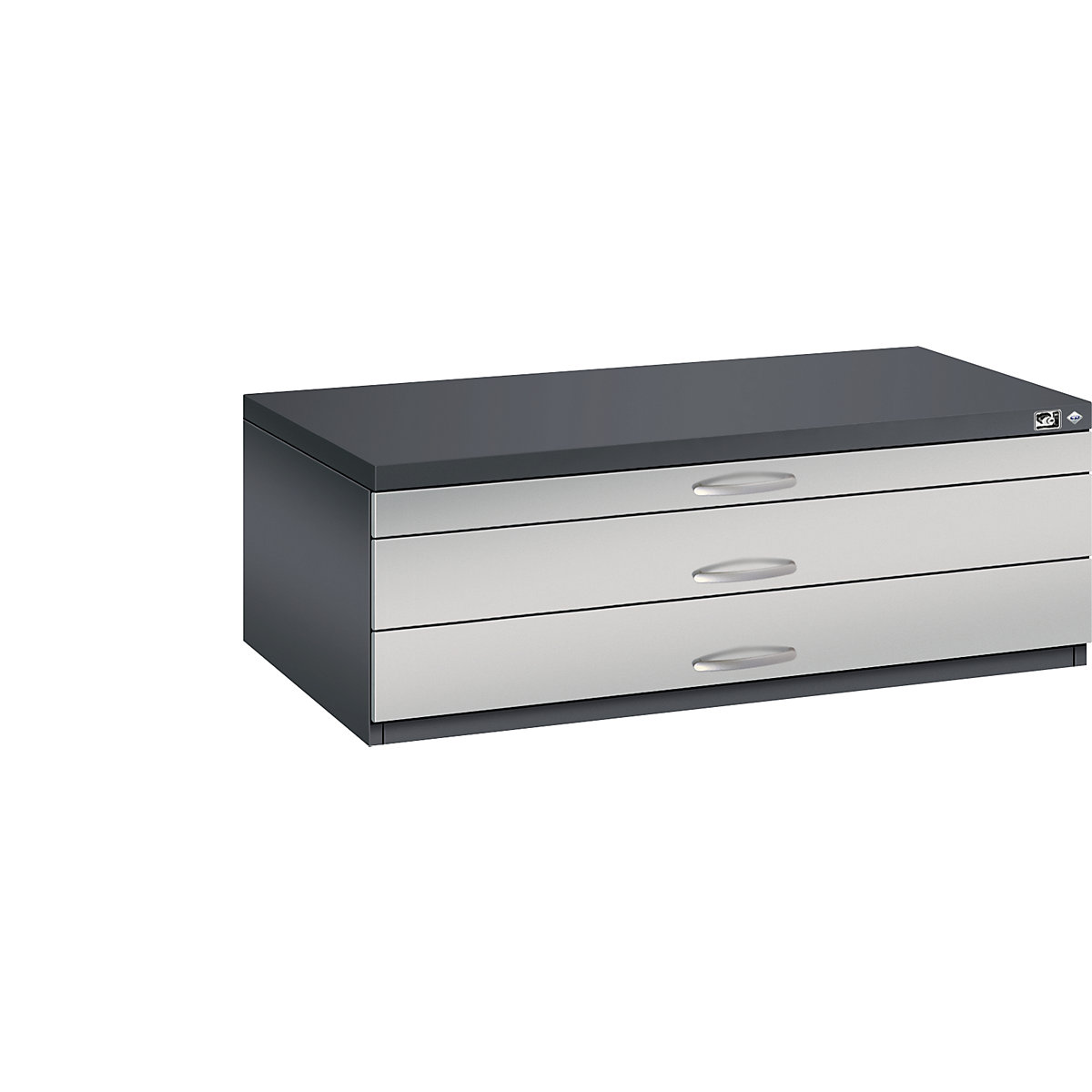 Drawing cabinet – C+P, A1, 3 drawers, height 420 mm, black grey / white aluminium-17