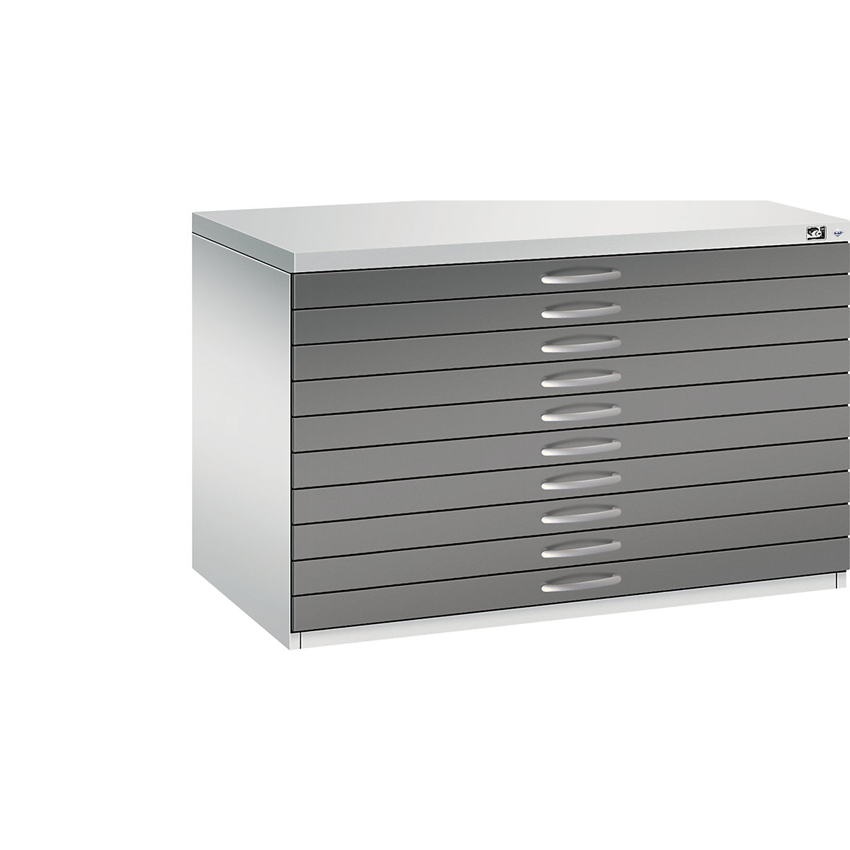 Drawing cabinet – C+P, A1, 10 drawers, height 760 mm, light grey / volcanic grey-23