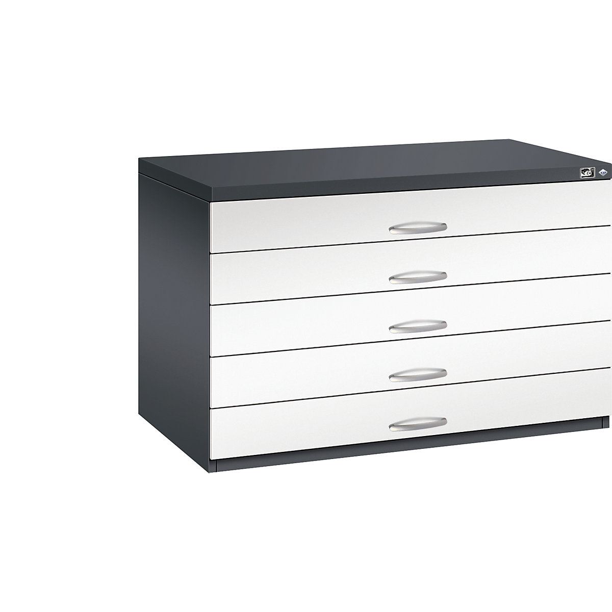 Drawing cabinet – C+P, A1, 5 drawers, height 760 mm, black grey / traffic white-20