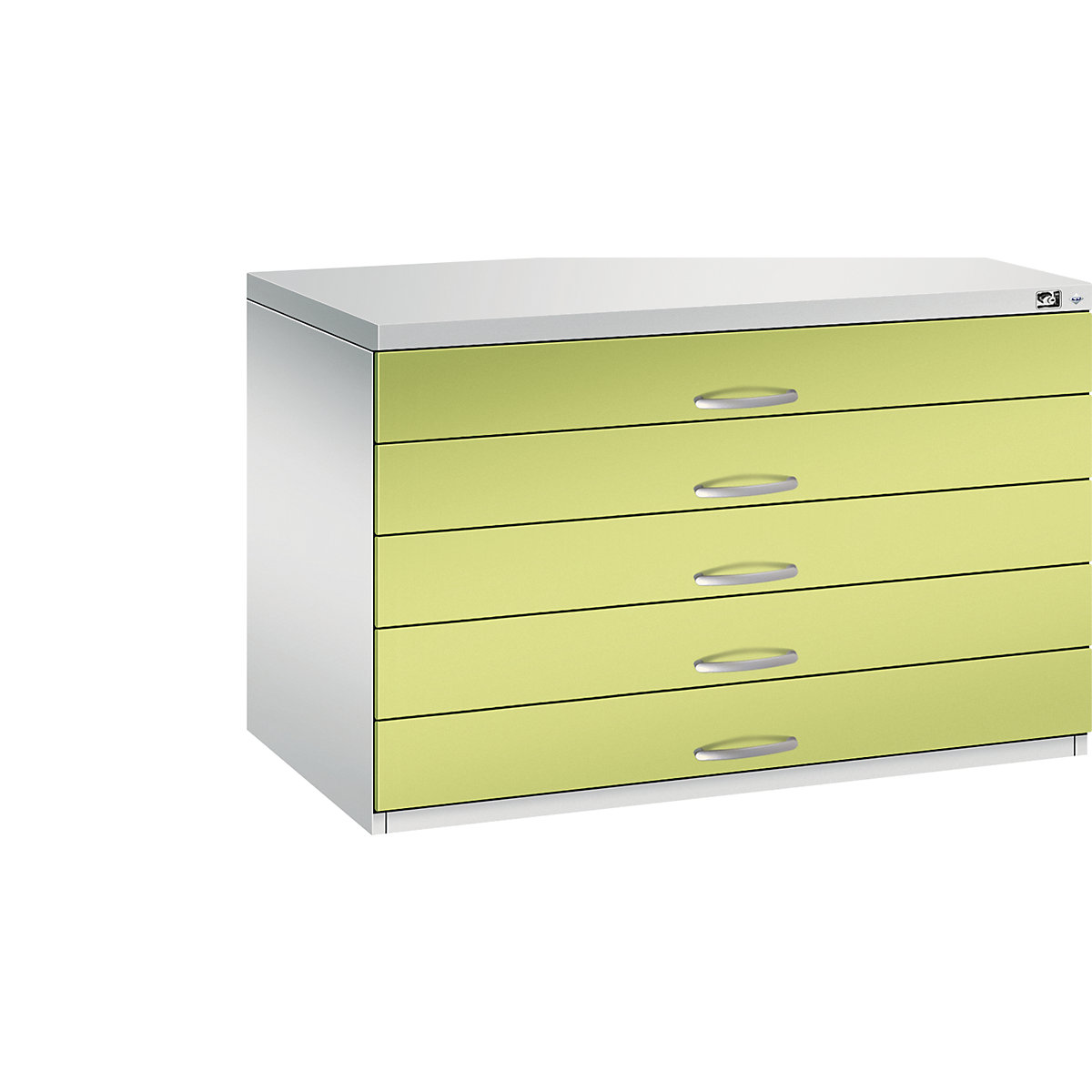 Drawing cabinet – C+P, A1, 5 drawers, height 760 mm, light grey / viridian green-14