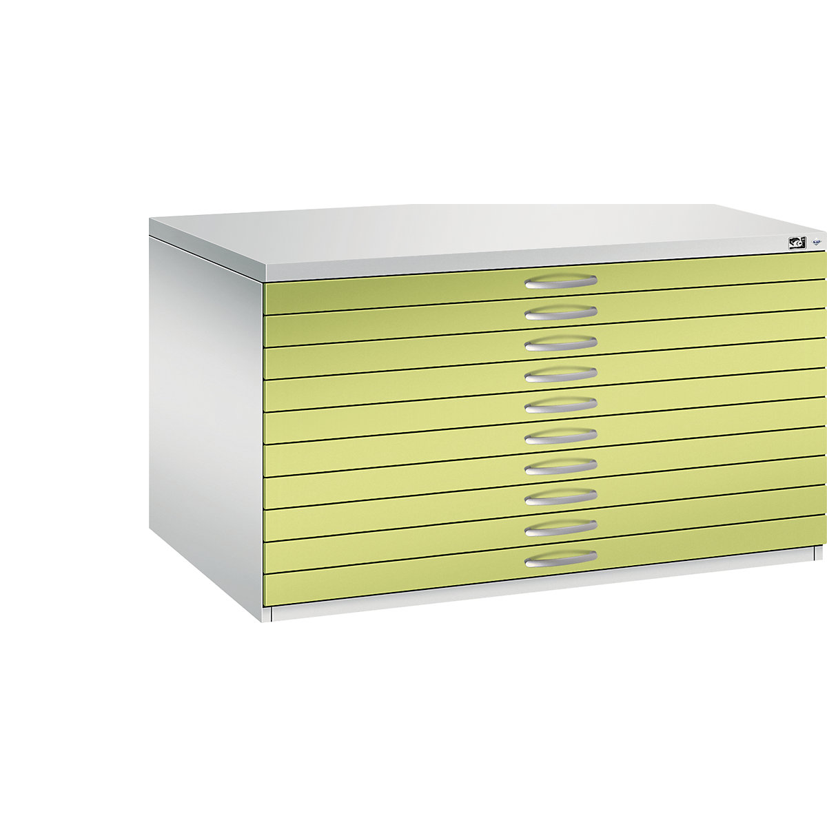 Drawing cabinet – C+P, A0, 10 drawers, height 760 mm, light grey / viridian green-18