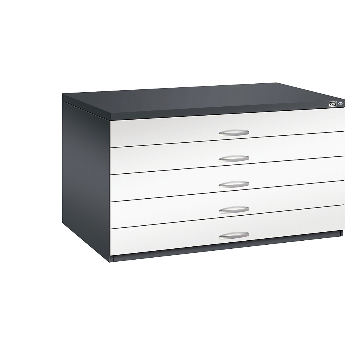 Drawing cabinet – C+P, A0, 5 drawers, height 760 mm, black grey / traffic white-15