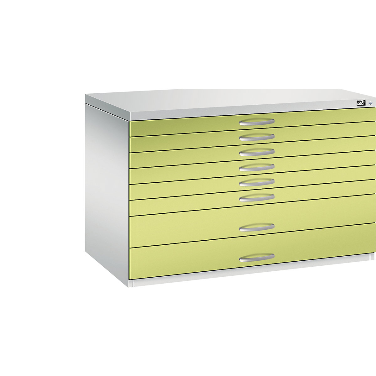 Drawing cabinet – C+P, A1, 8 drawers, height 760 mm, light grey / viridian green-17