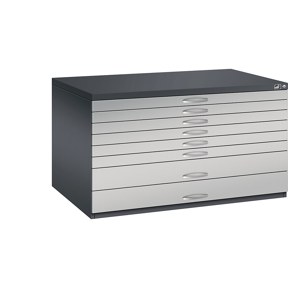 Drawing cabinet – C+P, A0, 8 drawers, height 760 mm, black grey / white aluminium-17