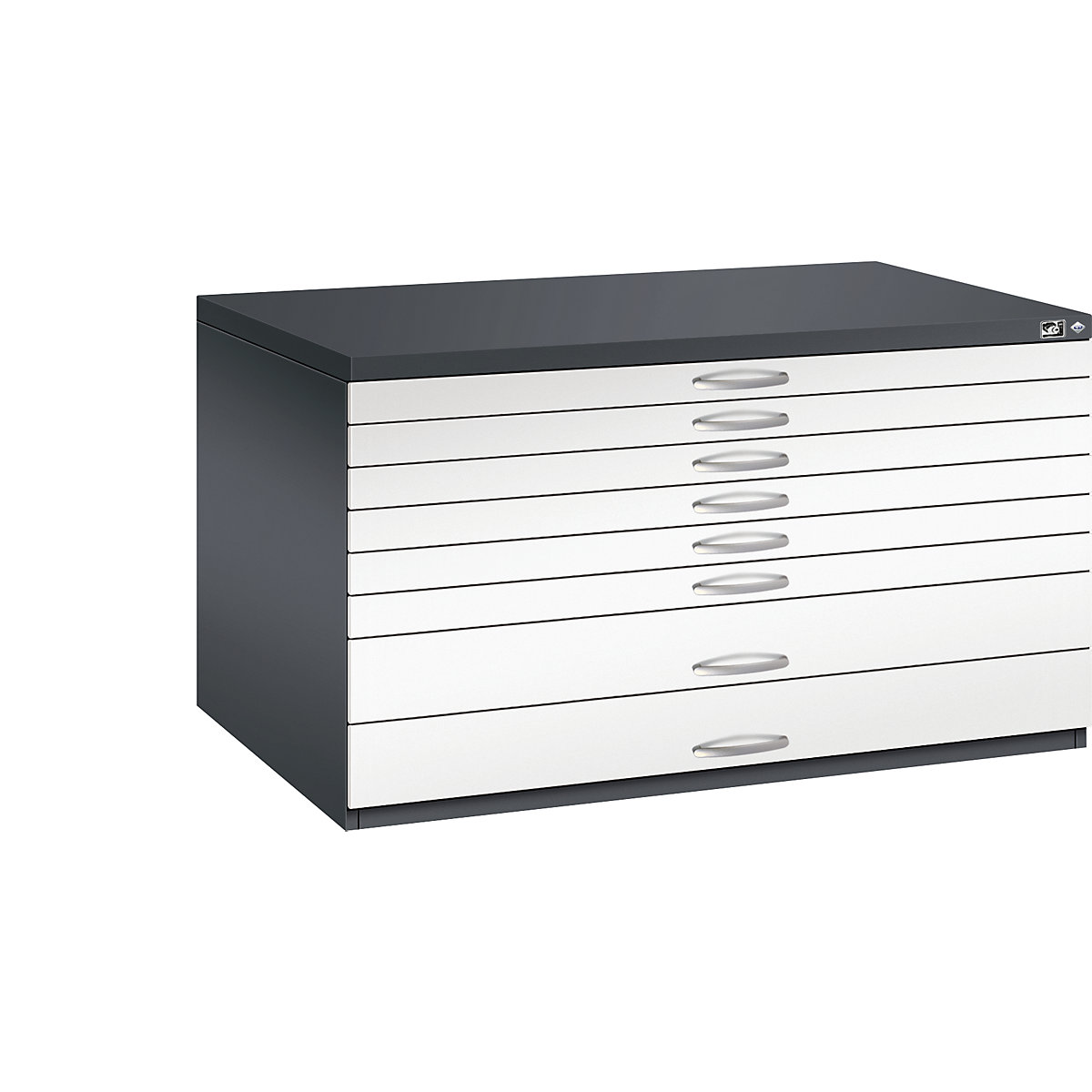 Drawing cabinet – C+P, A0, 8 drawers, height 760 mm, black grey / traffic white-13