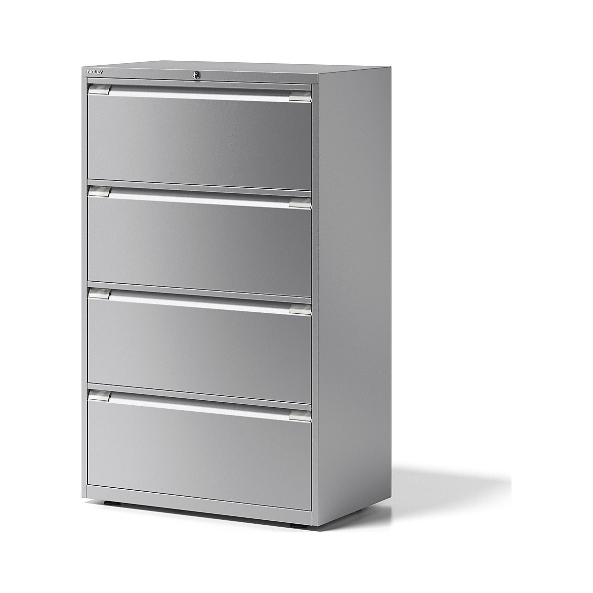 BISLEY – ESSENTIALS suspension filing cabinet, 2 rails, 4 drawers, silver