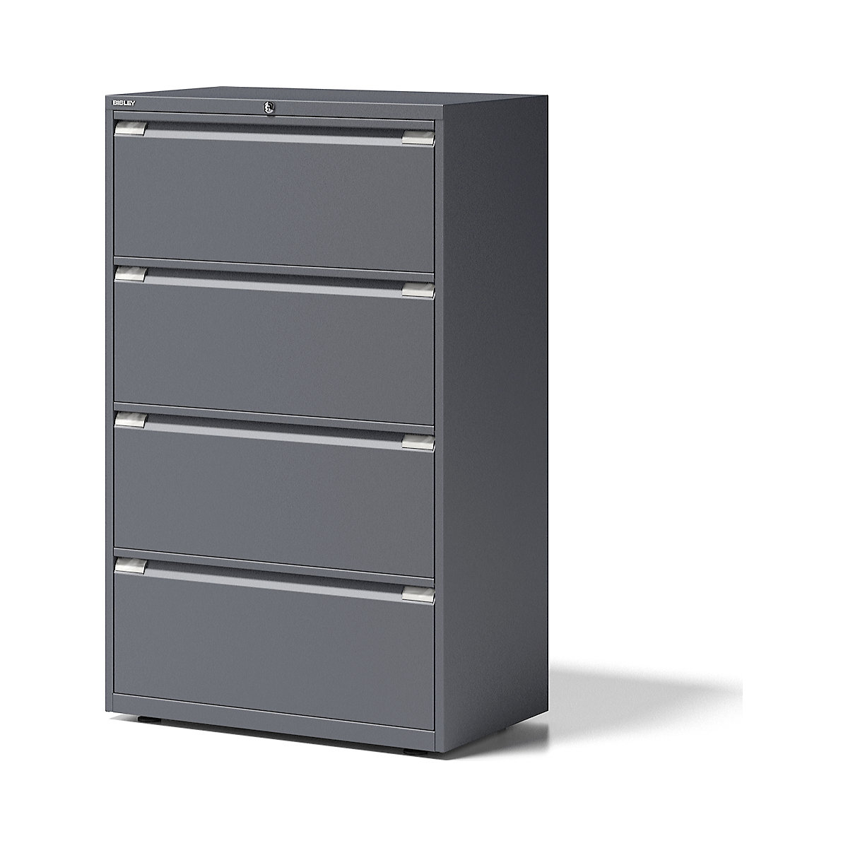 BISLEY – ESSENTIALS suspension filing cabinet, 2 rails, 4 drawers, charcoal