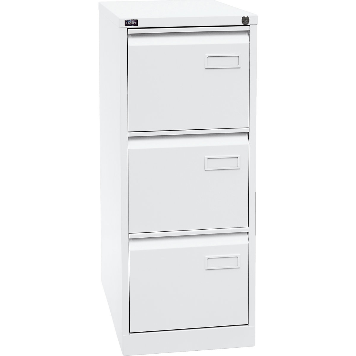 LIGHT suspension file cabinet, 1-track – BISLEY, 3 A4 drawers, traffic white-4