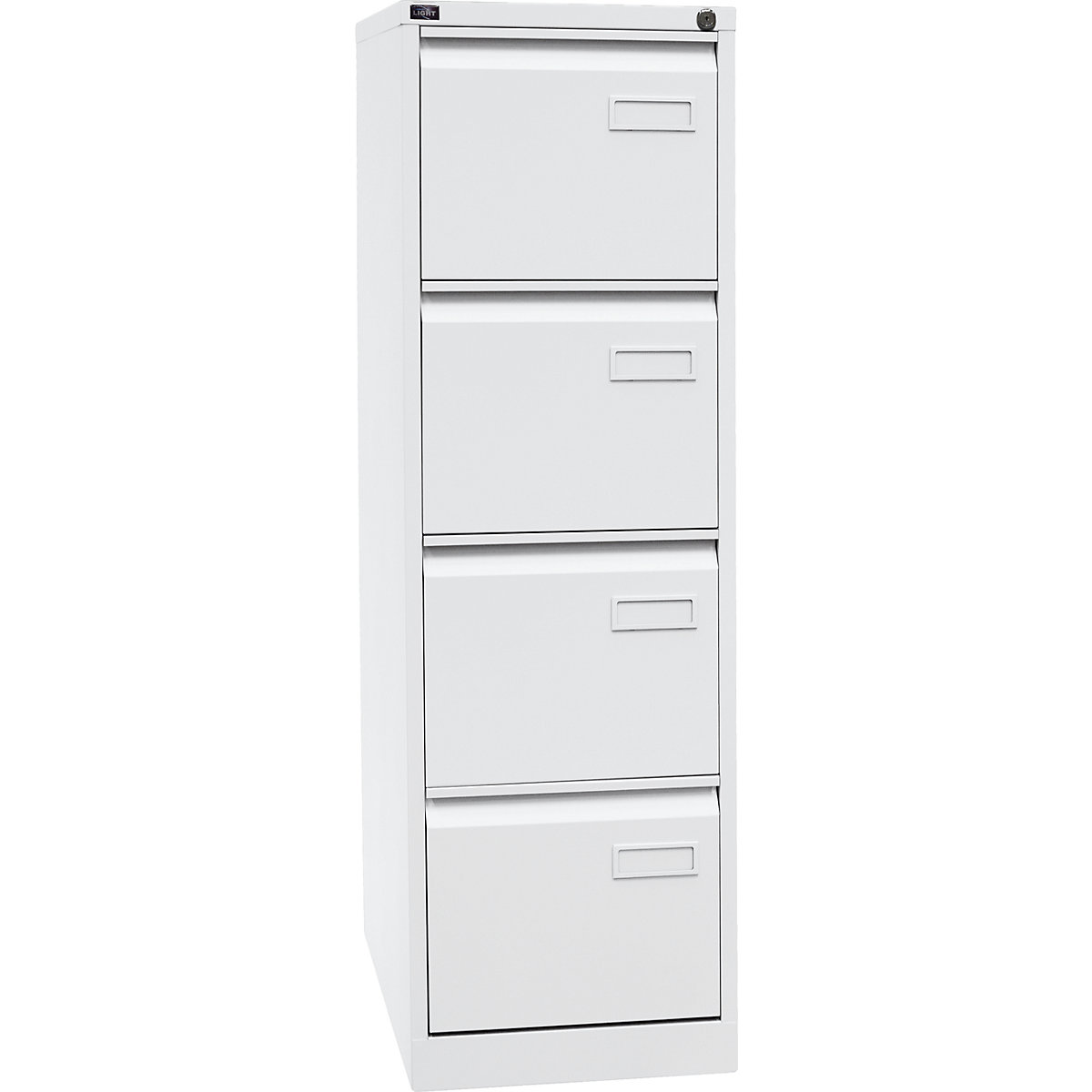 LIGHT suspension file cabinet, 1-track – BISLEY, 4 A4 drawers, traffic white-3