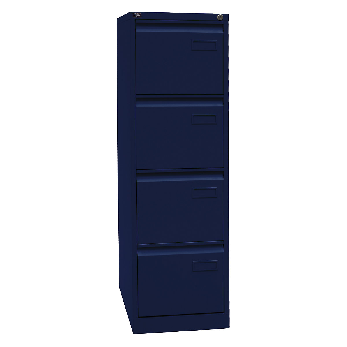 LIGHT suspension file cabinet, 1-track – BISLEY, 4 A4 drawers, oxford blue-4