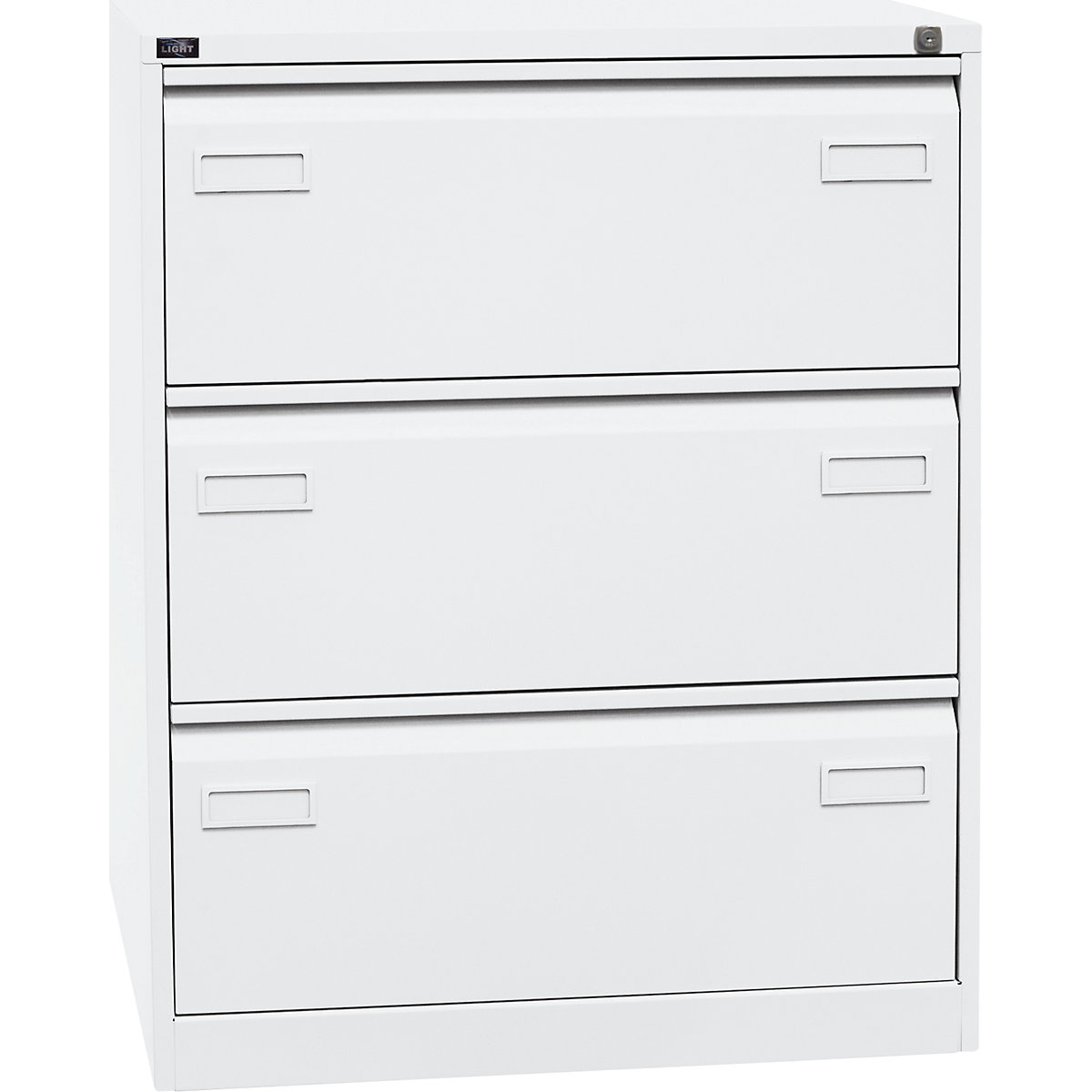 LIGHT suspension file cabinet, 2-track – BISLEY, 3 A4 drawers, traffic white-5