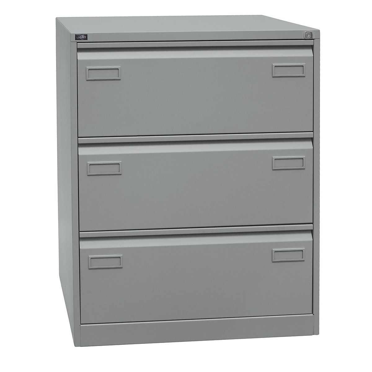 LIGHT suspension file cabinet, 2-track – BISLEY, 3 A4 drawers, silver-6