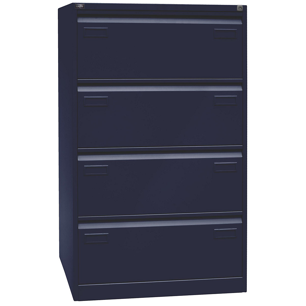 LIGHT suspension file cabinet, 2-track – BISLEY, 4 A4 drawers, oxford blue-5