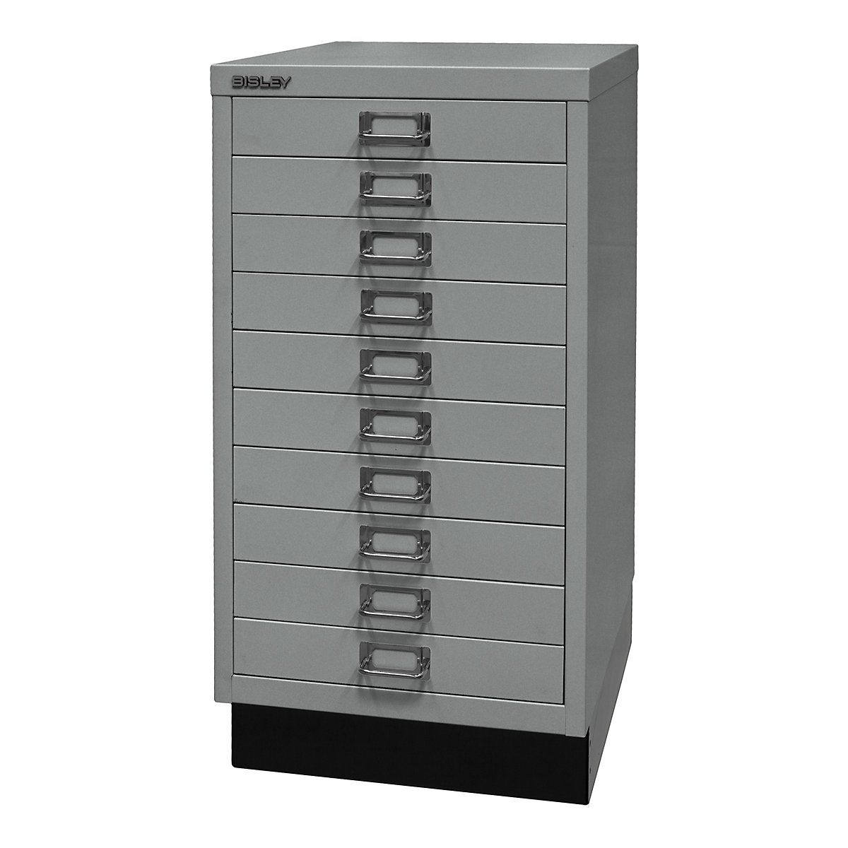 MultiDrawer™ 29 series – BISLEY, with plinth, A3, 10 drawers, silver-5