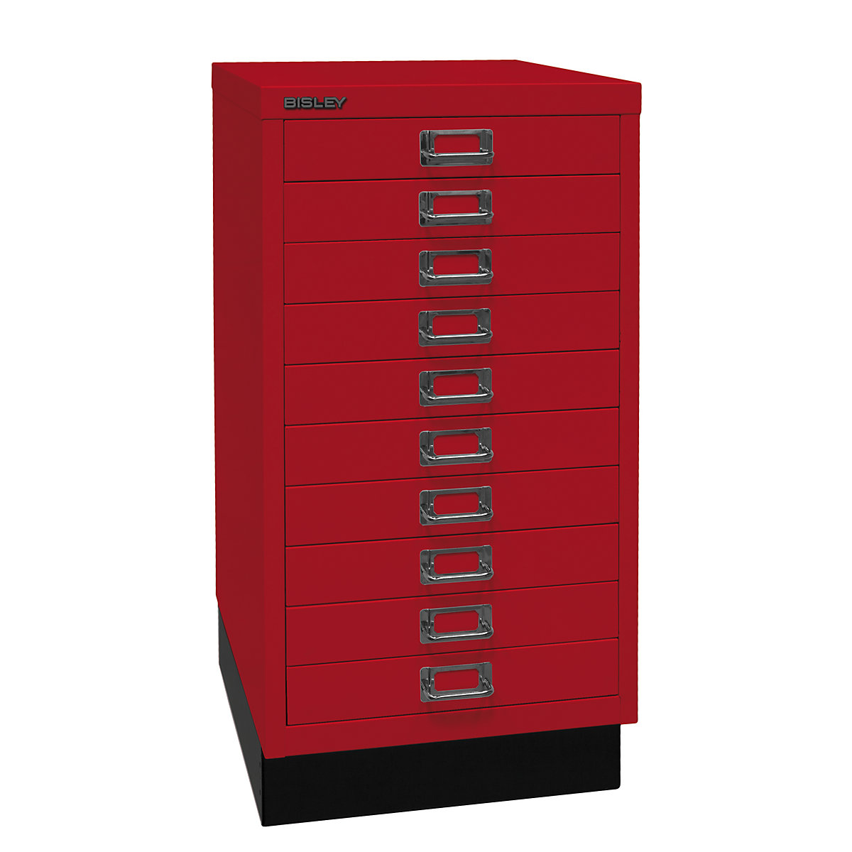 MultiDrawer™ 29 series – BISLEY, with plinth, A3, 10 drawers, cardinal red-2