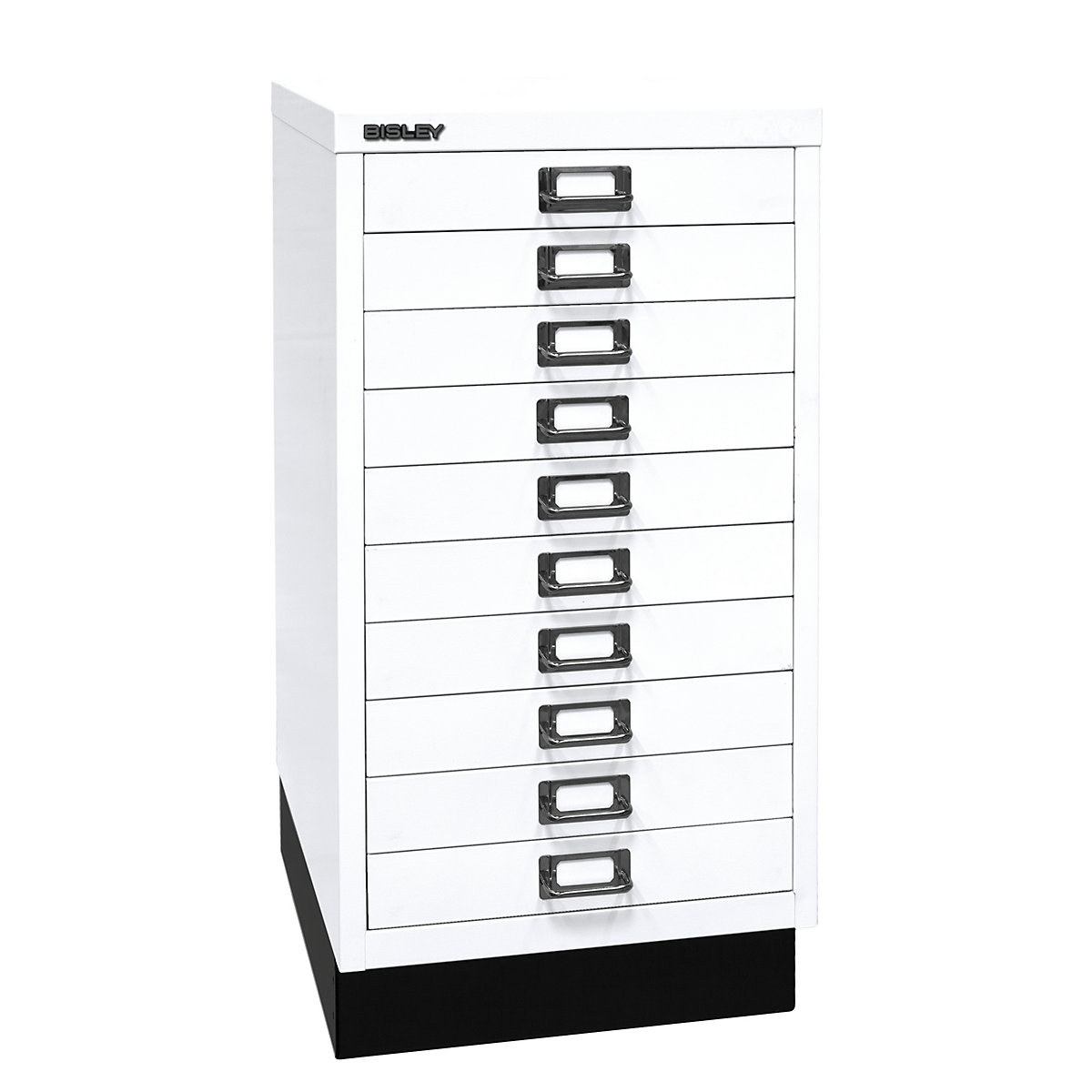 MultiDrawer™ 29 series – BISLEY, with plinth, A3, 10 drawers, traffic white-4
