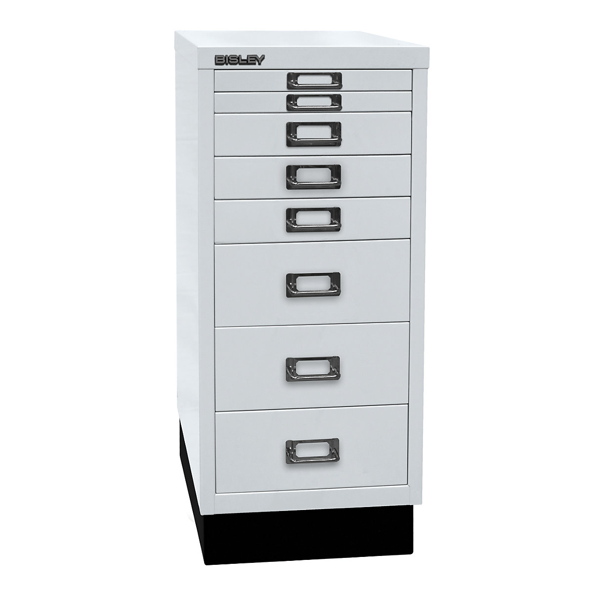 MultiDrawer™ 29 series – BISLEY, with plinth, A4, 8 drawers, light grey-2