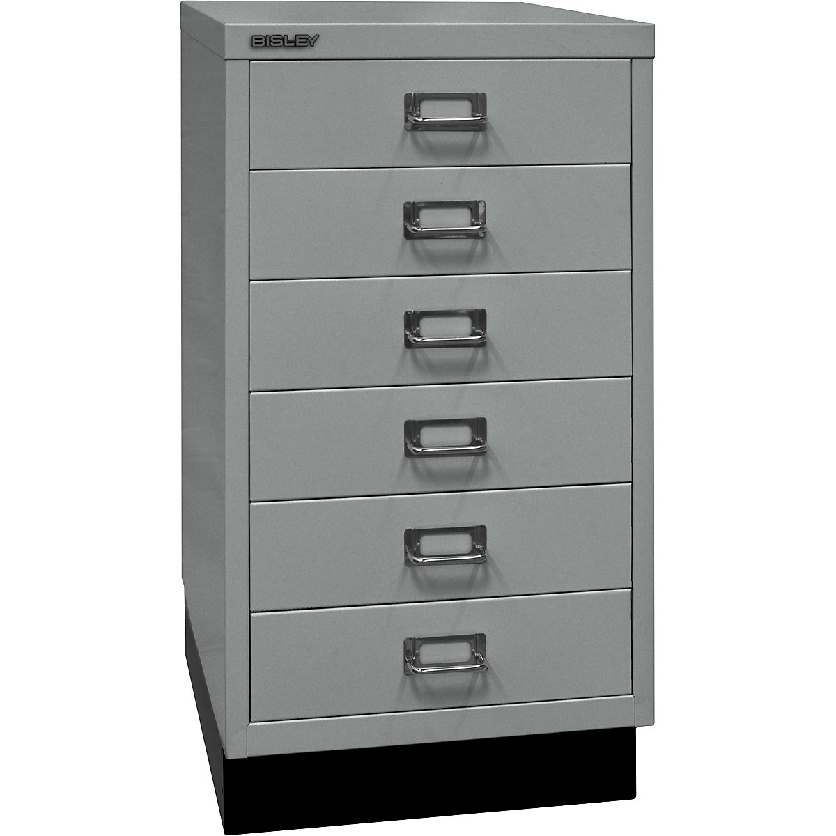 MultiDrawer™ 39 series – BISLEY, with plinth, A3, 6 drawers, silver, black-7