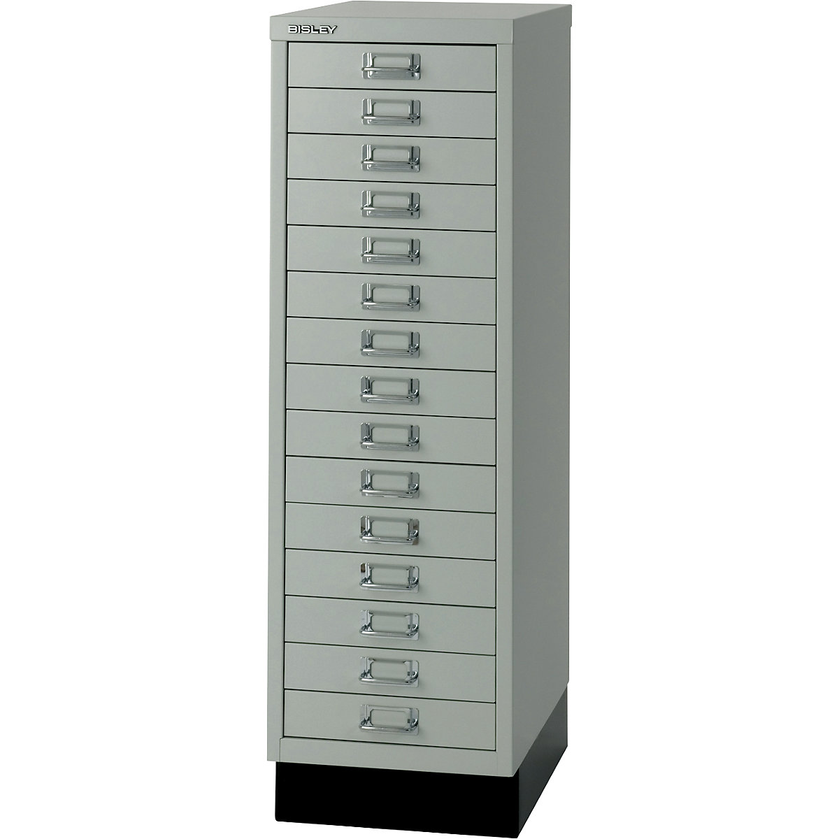 MultiDrawer™ 39 series – BISLEY, with plinth, A4, 15 drawers, light grey, black-5